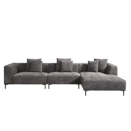 Divano angolare in tessuto grigio scuro 335x99-177x75 Maisons du