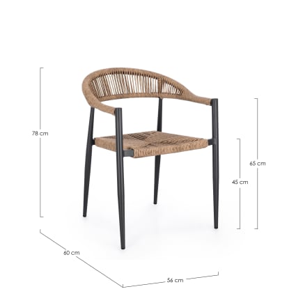 Silla en aluminio y fibra sintética antracita/natural JANDIA