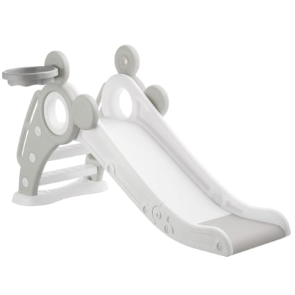 Toboggan Pliable 4 En 1 Pour Enfant – Avec Panier De Basket, Mur D’escalade Et Module éducatif Anglais, Intérieur/extérieur, Rouge