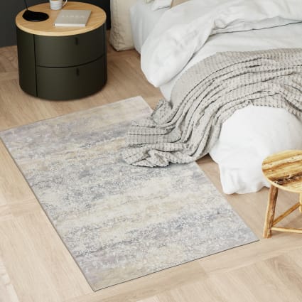 Tappeto vintage boho a pelo corto e frange grigio Giallo 190x130 Soho | Maisons du Monde