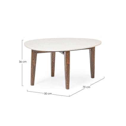 Table de salon ovale marbre blanc et pied doré ZALA | Tables basses