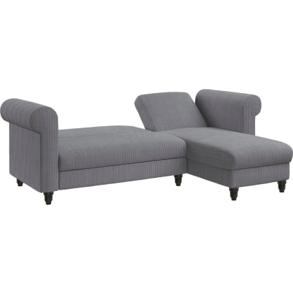 Divano letto posti con chaise longue in tessuto grigio Felix ii