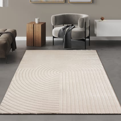 Tapis rectangulaire à poils ras motif contemporain beige 160 x 230 cm Arche | Maisons du Monde