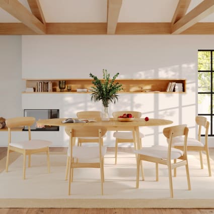 Tisch und Stühle aus hellem Holz für 6 Personen Eddy