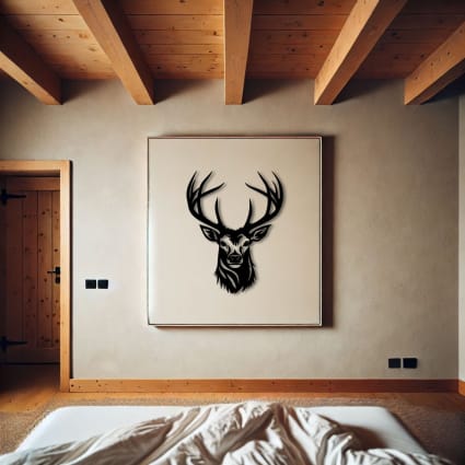 Grand Cerf - 70-100 Cm - Décoration Murale En Bois - Motif Têtes