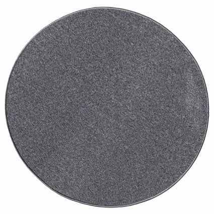 Teppich Kurzflor robust Filz-Rücken, Anthrazit, 133 cm, rund Mix art