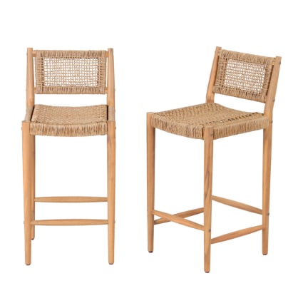 Lot de 2 tabourets de bar intérieur/extérieur H65cm - Bois clair