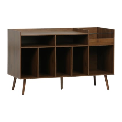 Meuble vinyle vintage XL en MDF effet bois de noyer, 130 cm
