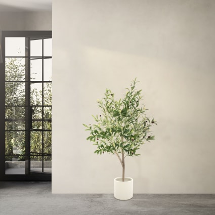 Albero Di Ulivo Artificiale - Pianta Finta Alta 150 Cm, Realistica, Per Soggiorno, Camera, Ufficio, Con Vaso