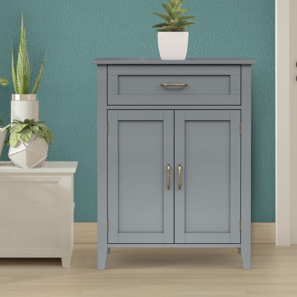 Meuble De Salle De Bain Mural Mercer - Armoire à Pharmacie Avec 2 Portes, étagère Ouverte, Finition Grise 51x18x61 Cm