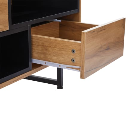 Mobile porta TV effetto legno con cassetti, ante e nicchie