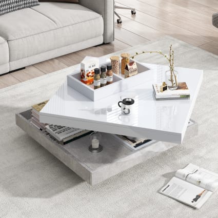 Table basse argentée en verre CRYSTAL