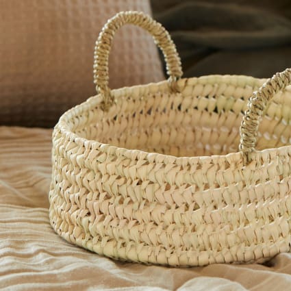 Plateau rond en osier naturel avec anses naturel 32x6 cm | Maisons du Monde