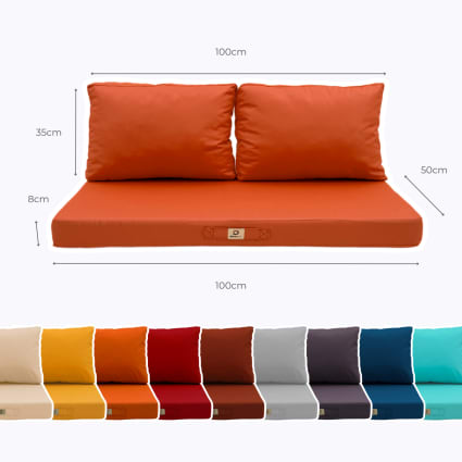 Cojines para sofá de jardín desenfundables 100x50cm Naranja