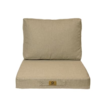 Coussins Fauteuil Déhoussables Effet Lin - Lot Dossier + Assise 60x60cm - Beige - Pour Véranda, Salon, Terrasse Couverte - 6
