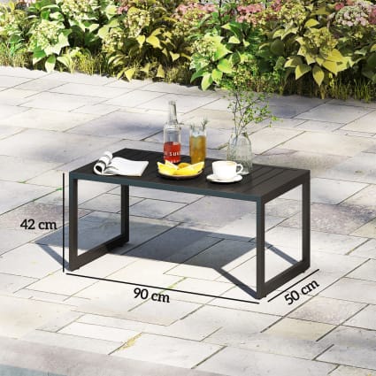 Lot De 2 Tables Basses Gigognes Jardin – Plateau Verre Trempé, Aluminium Noir – Pour Terrasse, Balcon