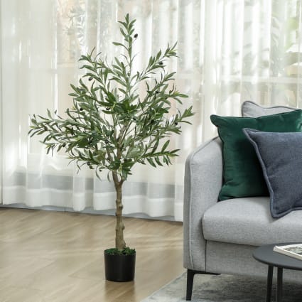 Olivier Artificiel 180 Cm - Pot En Ciment - Feuilles En Soie Réalistes Avec Olives - Décoration Intérieur Sans Entretien