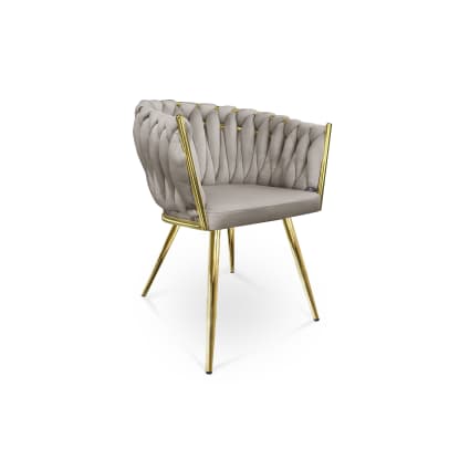 Poltrona in velluto tortora, sedia imbottita da pranzo Elise