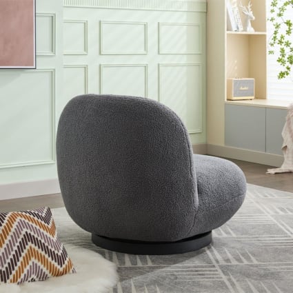 Loungesessel aus Teddy Bouclé drehbar, Grau