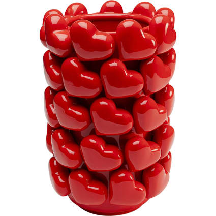 Vase mit Herzen aus Porzellan, rot, H33cm