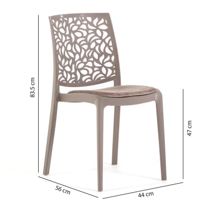 Set di sedie in polipropilene tortora con cuscino Anna soft