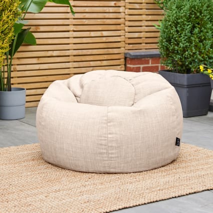Pouf poltrona da esterno classico in tessuto intrecciato beige