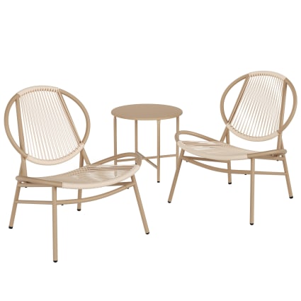 Ensemble salon de jardin 3 pièces table d’appoint et 2 chaises marron | Maisons du Monde