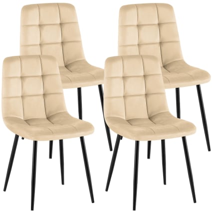 4er Set Stühle mit Metallgestell und Sitz aus Samt creme Antibes