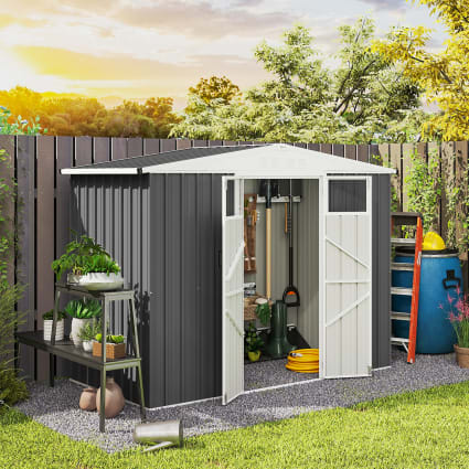 Abri De Jardin Métal Devoko 96x98x160 Cm – Toit Appenti, Porte Verrouillable, Antirouille