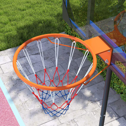 AIYAPLAY Panier De Basket Enfants Hauteur Réglable 210-260 Cm - Extérieur Intérieur Avec Roues Et Base Lestée, Bleu