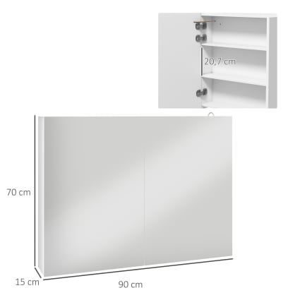 Armoire à Miroir Avec LED Blanche - 60x31,5x62 Cm, Bois, Lumière Réglable Chaud/froid | Rangement Salle De Bain, Pose Libre Ou Murale