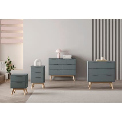 Cassettiera Scandinava In Legno Di Pino FSC – 3 Cassetti, 75x37x75 Cm, Grigio – Per Soggiorno, Camera, Corridoio