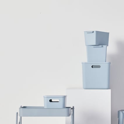 Lot De 6 Boîtes De Rangement Plastique Avec Poignées – Bleu – Tailles S & M – Idéal Cuisine, Salle De Bain, Bureau