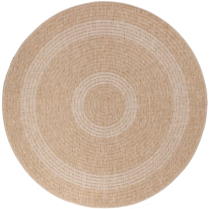 Alfombra Redonda De Yute Beige - 60 Cm Diámetro, Moderna, Para Salón Y Dormitorio, Hecha A Mano