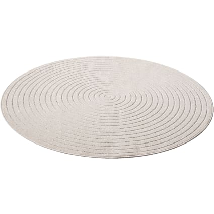 In-/Outdoor Teppich, Boho Style, Creme, 160 cm, Rund Santo plus