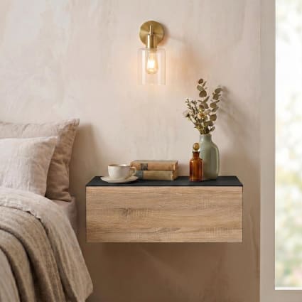 Chevet suspendu OCEANE, en bois couleur noyer