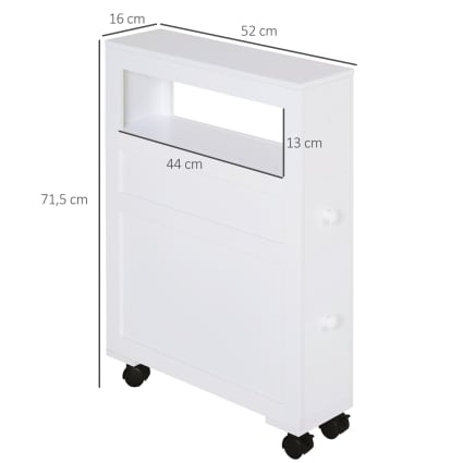 Tiasott Meuble Bas Salle De Bain Blanc – Armoire Étroite 1 Porte 1 Étagère, Rangement Cosmétique Cuisine Salon – Moderne Gain De Place