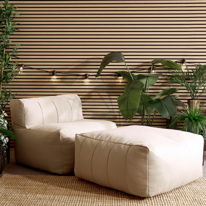 Pouf divano modulare pezzi da interno/esterno in olefina beige