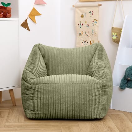 Pouf poltrona in velluto a coste per bambini verde salvia Natalia