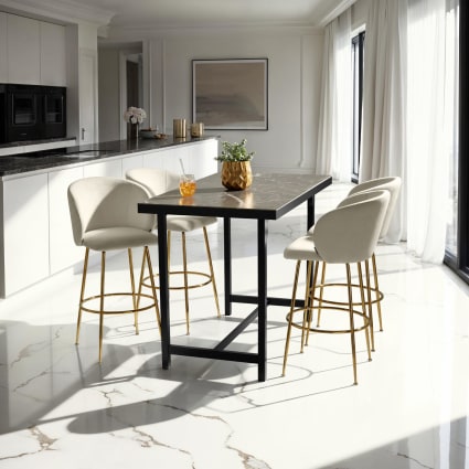 Ensemble Table à Manger Et 2 Chaise - 2 Personnes, Industriel, Structure En Métal Pour Restaurant, Cuisine, Gris