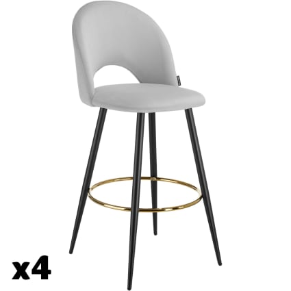 Set Di 2 Sgabelli Da Bar In Tessuto Di Velluto Grigio Con Struttura In Metallo E Poggiapiedi Tdb09149 11684286