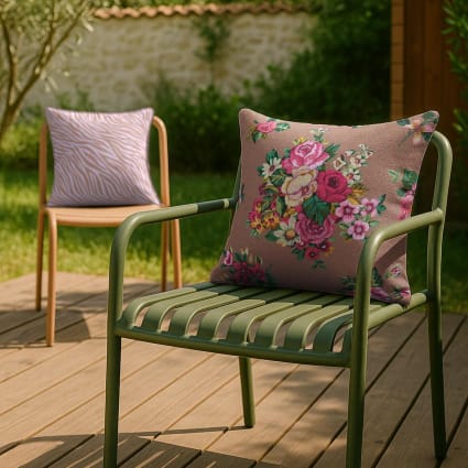Décoration Terrasse Jardin Housses TAJWE Housses De Coussin Extérieur - Lot De 2 - 45,7x45,7cm - Motif Fleurs Imperméable Housses Terrasse Imperméables TAJWE