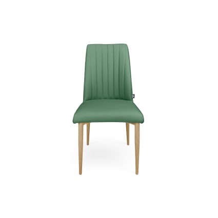 Set Di 2 Sedie Per Sala Da Pranzo - Lino E Pelle PU - Gambe In Metallo Bianco Blitz