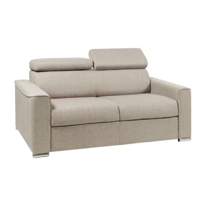 Canapé Convertible 2 Places Beige - Tissu Polyester - Couchage Quotidien - Occasion