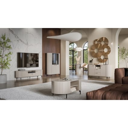 Couchtisch oval mit Ablage, graubeige, 104x56 cm Zante