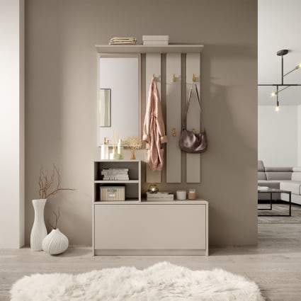 Flurmöbel-Set mit Schuhschrank und Haken, Greige Yesfir