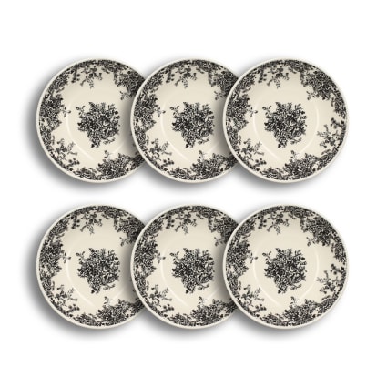 Lot De 6 Assiettes Creuses En Faïence Décor Floral - Diamètre 22.7 Cm, Occasion En Excellent état