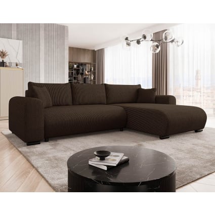 Canapé d'angle réversible convertible 4 places en velours côtelé Rosalie | Maisons du Monde