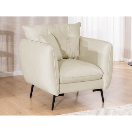 Modernes Sessel aus Beige Samt-Stoff mit Metallfüßen Nordloft