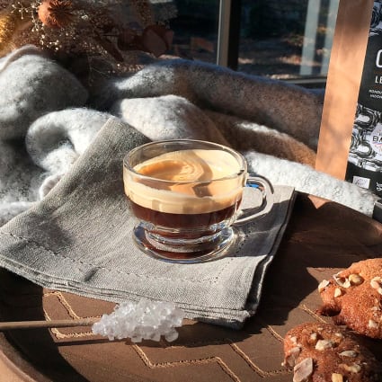 Lot De 6 Tasses à Expresso En Verre Borosilicate Avec Manche En Bois De Noyer - Capacité 170 Ml - Transparentes - Pour Café, Thé, Cappuccino - Amateurs De Café